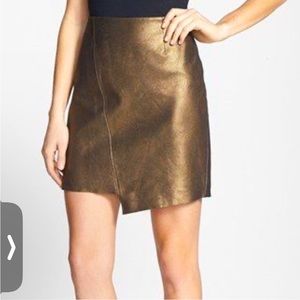 Trouvé Leather Bronze Asymmetrical mini Skirt. Size 8.